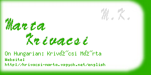 marta krivacsi business card